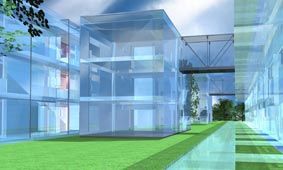 Innenhof mit Stiegenhaus und Allgemeinräumen